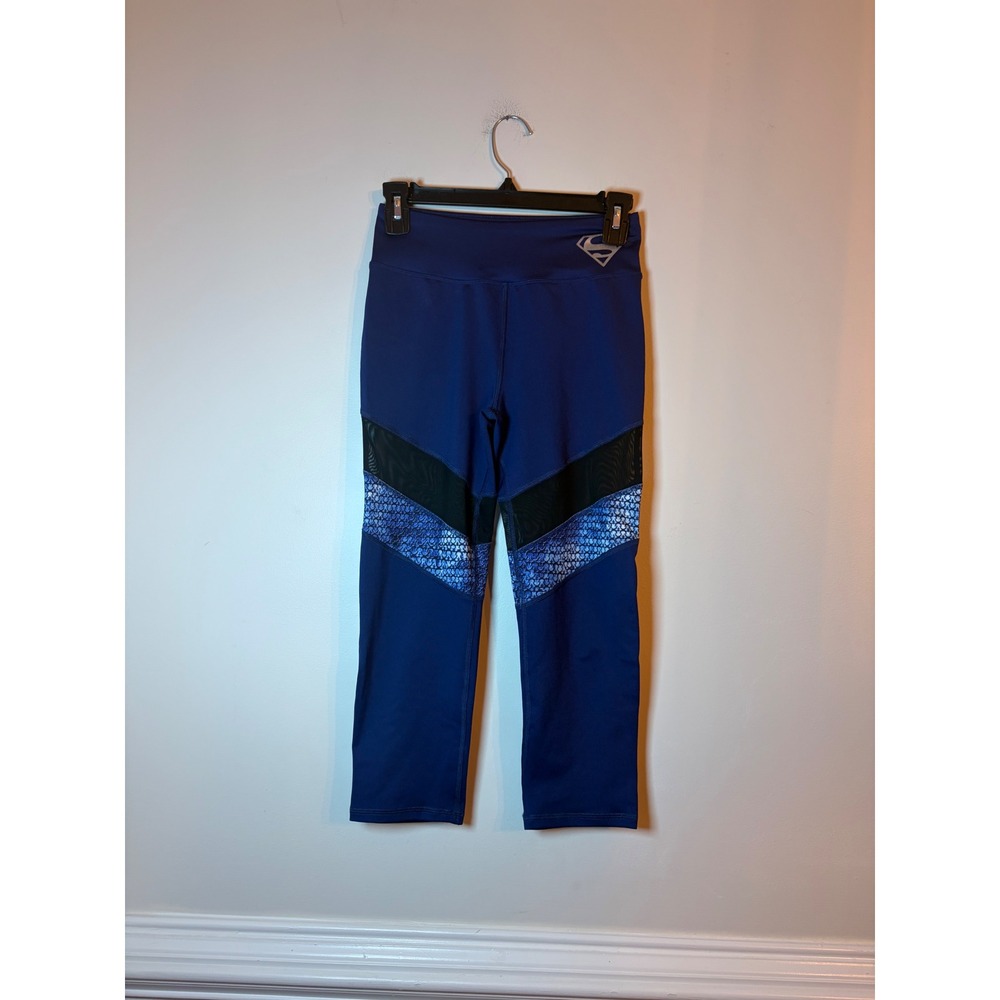 Her Universe Superman Leggings Women Medium DC Comics Blue Mesh Athletic Pants